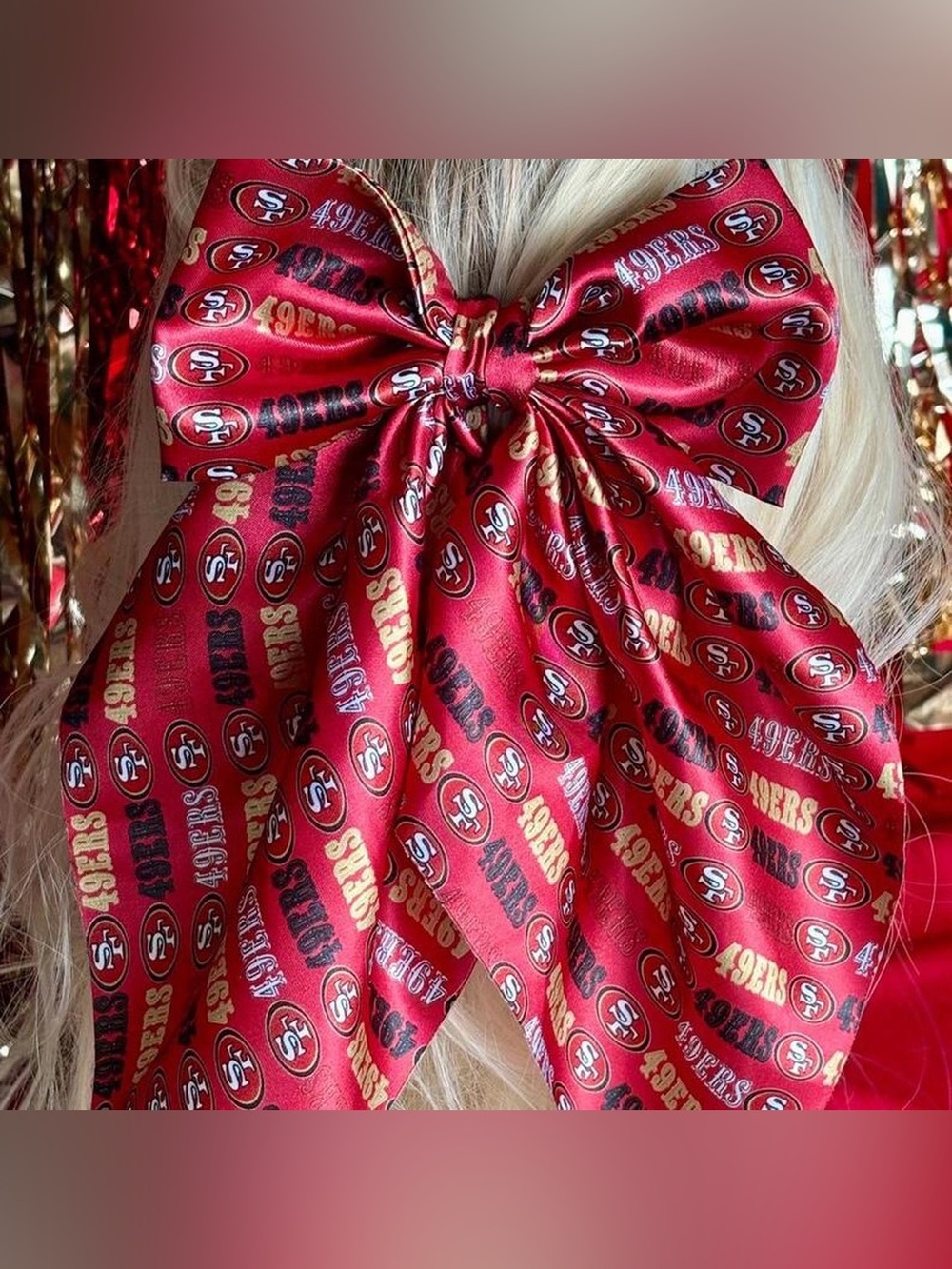 San Francisco 49ers Red Logo Oversized Bow Hair Accessory niners Football Outfit